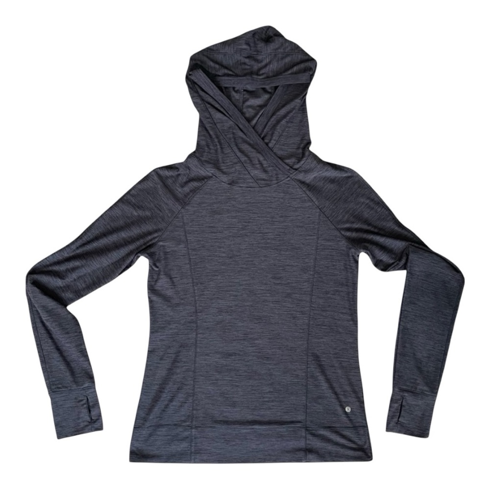 Women's Heathered Navy Blue Hooded Pullover Top 18.5” PTP